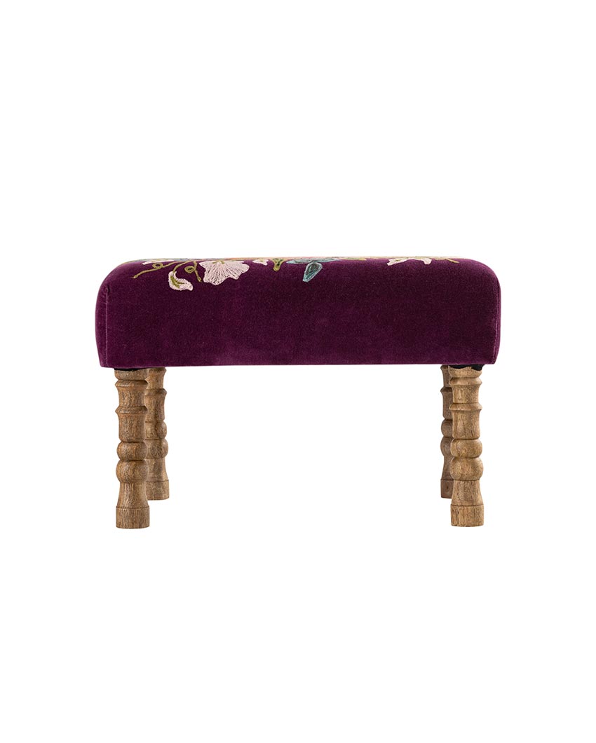 Devan Wine Ottoman Stool | 35 x 50 x 35 cm / 14 x 20 x 14 inches