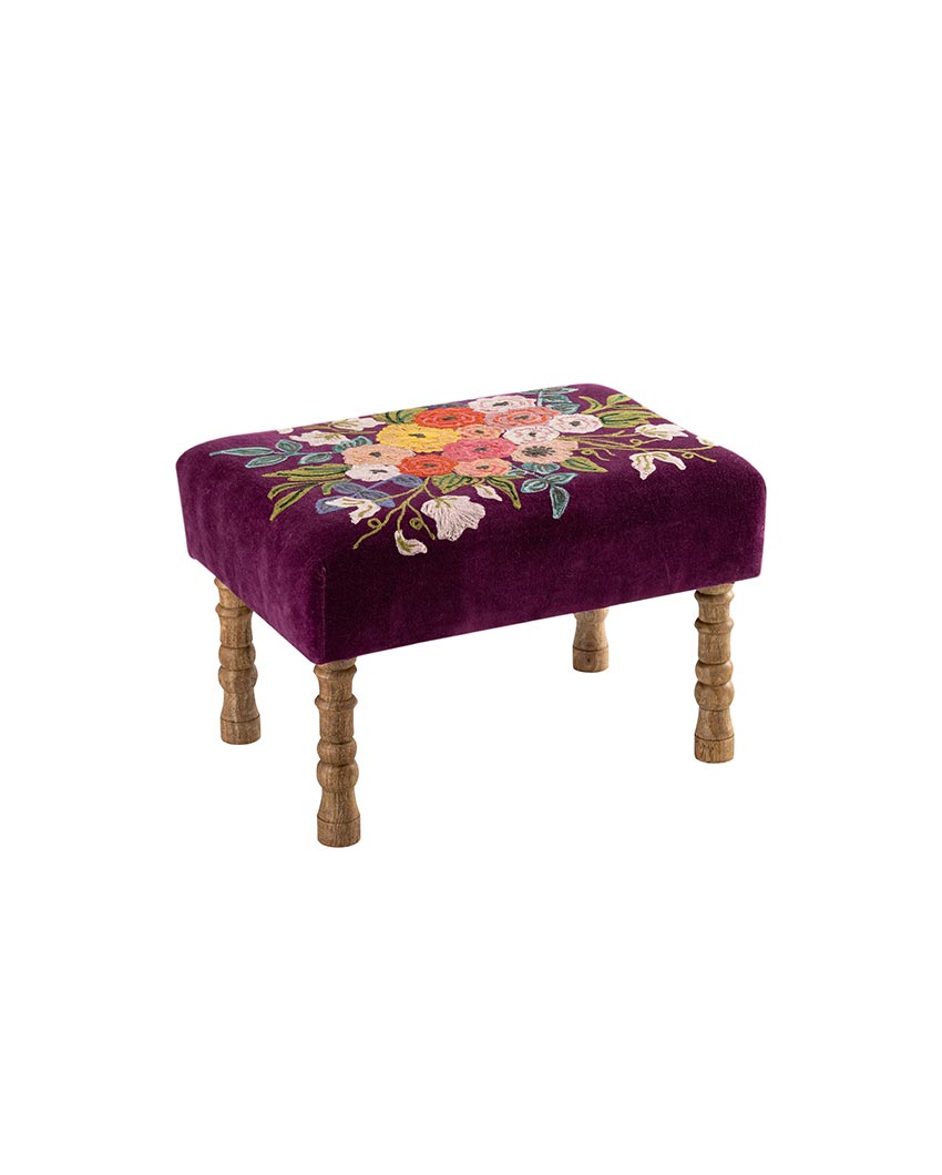 Devan Wine Ottoman Stool | 35 x 50 x 35 cm / 14 x 20 x 14 inches