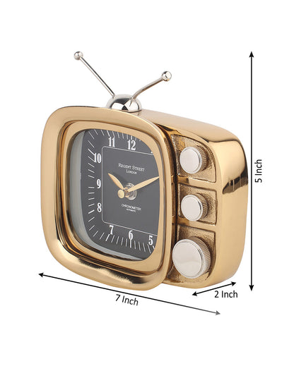 Retro Aluminum TV Timepiece Table Clock | 7 x 2 x 5 inches