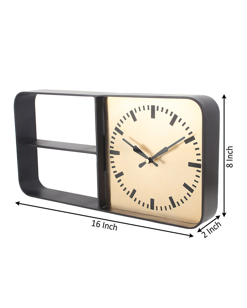 Timekeeper Shelves Iron Wall Clock | 16 x 2 x 8 inches