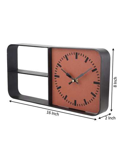 Timekeeper Shelves Iron Wall Clock | 16 x 2 x 8 inches