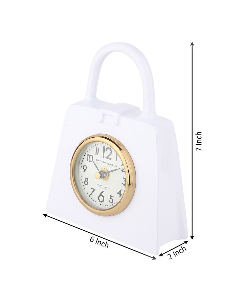 Hand Bag Aluminum Table Clock | Multiple Colors | 6 x 2 x 7 inches