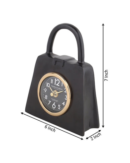 Hand Bag Aluminum Table Clock | Multiple Colors | 6 x 2 x 7 inches