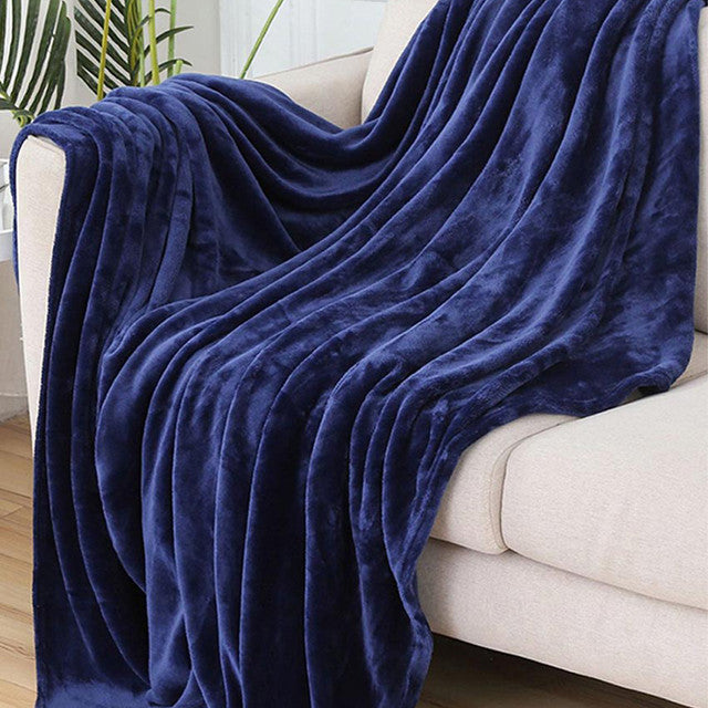 Classic Navy Blue Flannel  Throw