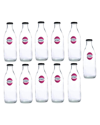 Premium Clear Glass Water and Milk Bottle for Serving and Storing Drinks | 1000 ML | 3 x 10 inches