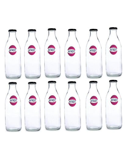 Premium Clear Glass Water and Milk Bottle for Serving and Storing Drinks | 1000 ML | 3 x 10 inches