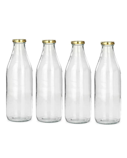 Premium Clear Glass Water and Milk Bottle for Serving and Storing Drinks | 1000 ML | 3 x 10 inches