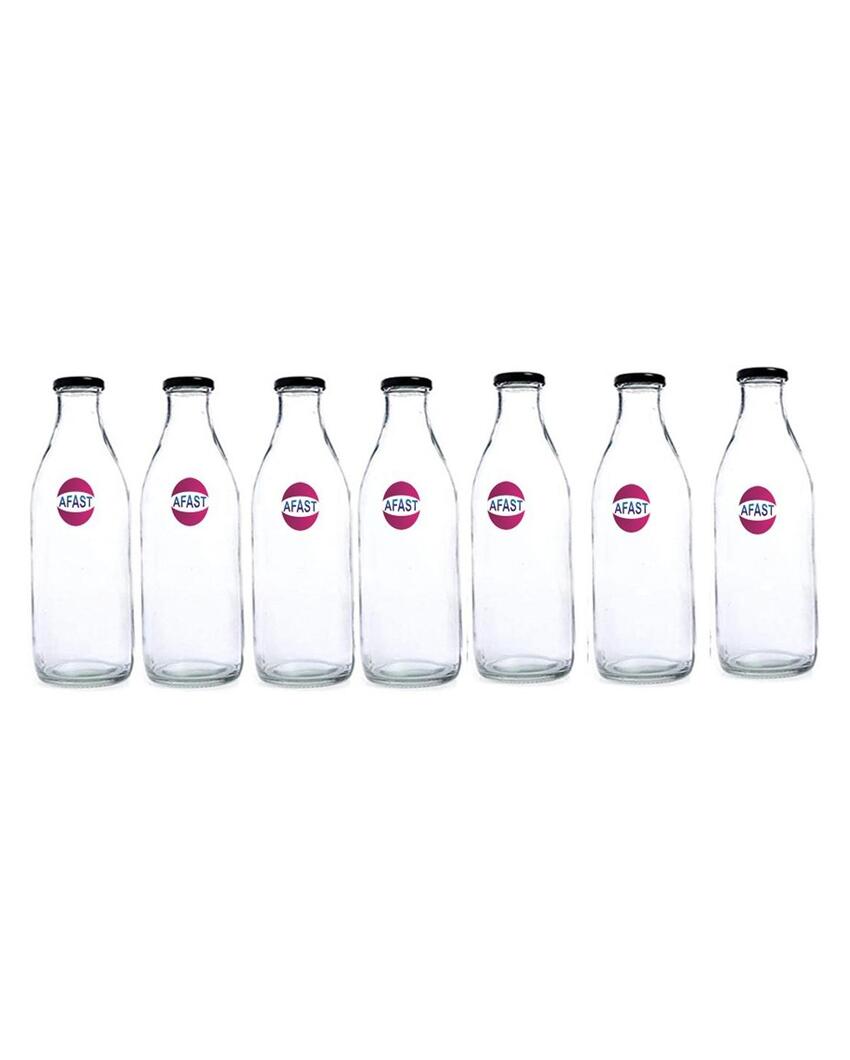 Premium Clear Glass Water and Milk Bottle for Serving and Storing Drinks | 1000 ML | 3 x 10 inches