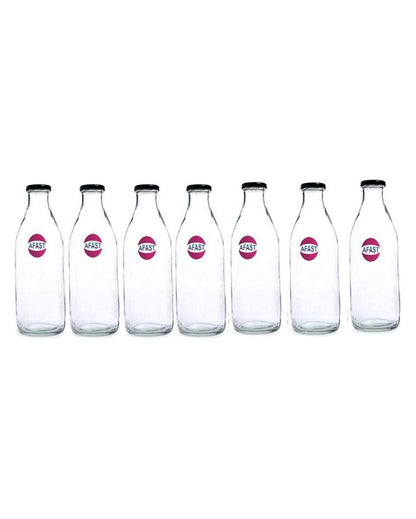 Premium Clear Glass Water and Milk Bottle for Serving and Storing Drinks | 1000 ML | 3 x 10 inches