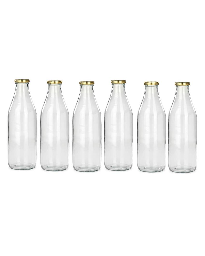 Premium Clear Glass Water and Milk Bottle for Serving and Storing Drinks | 1000 ML | 3 x 10 inches