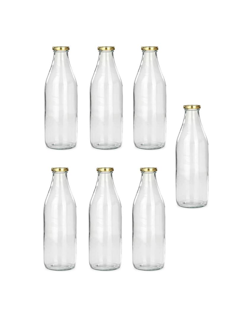 Premium Clear Glass Water and Milk Bottle for Serving and Storing Drinks | 1000 ML | 3 x 10 inches