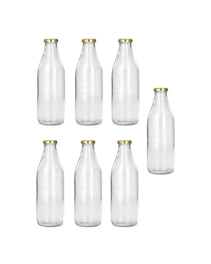 Premium Clear Glass Water and Milk Bottle for Serving and Storing Drinks | 1000 ML | 3 x 10 inches