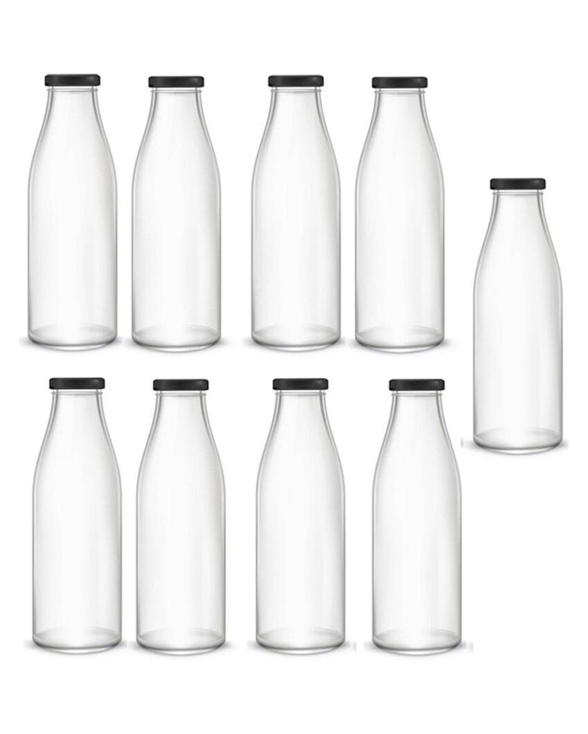 Premium Clear Glass Water and Milk Bottle for Serving and Storing Drinks | 1000 ML | 3 x 10 inches