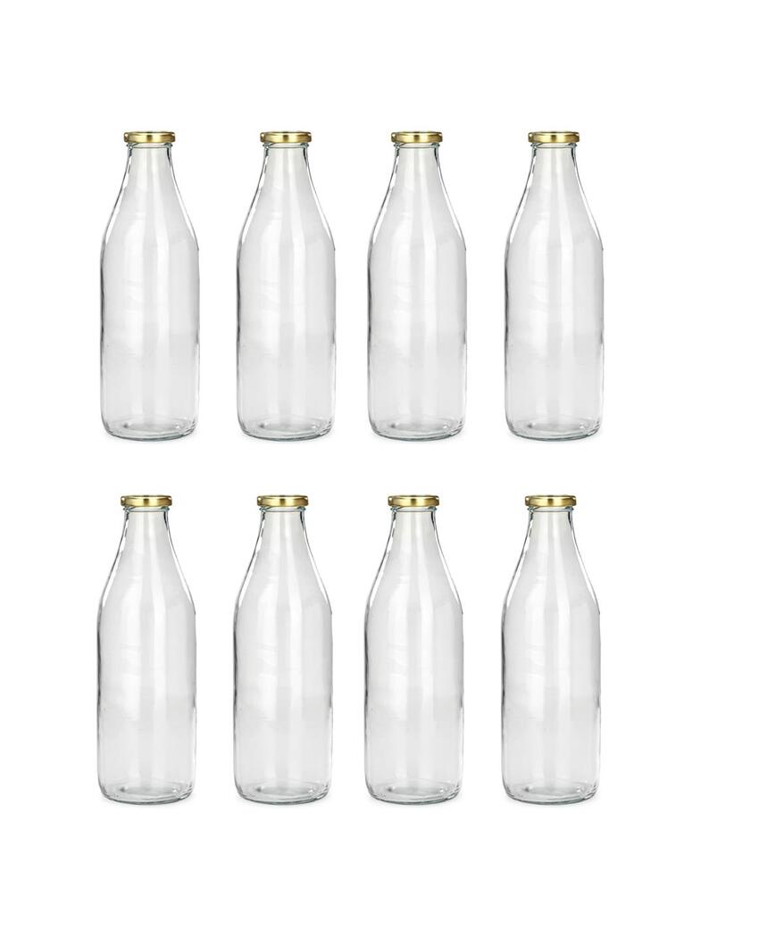 Premium Clear Glass Water and Milk Bottle for Serving and Storing Drinks | 1000 ML | 3 x 10 inches