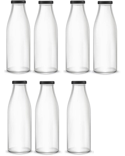 Premium Clear Glass Water and Milk Bottle for Serving and Storing Drinks | 1000 ML | 3 x 10 inches