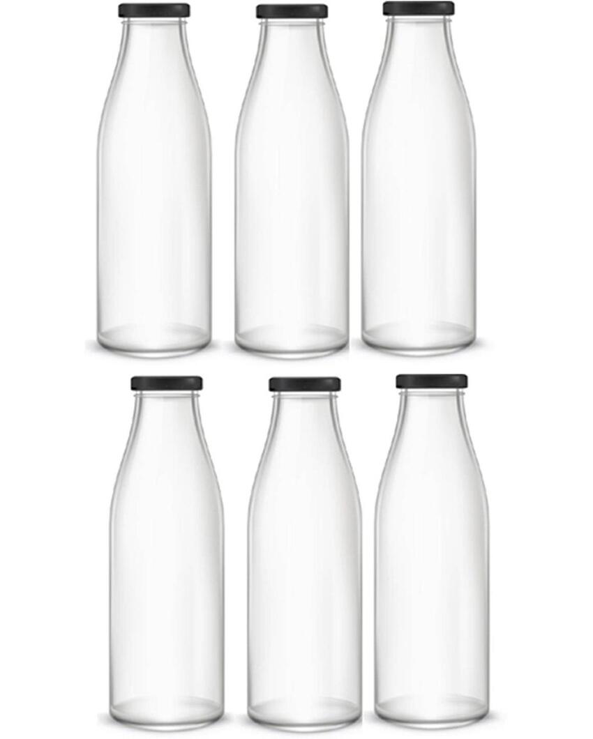 Premium Clear Glass Water and Milk Bottle for Serving and Storing Drinks | 1000 ML | 3 x 10 inches