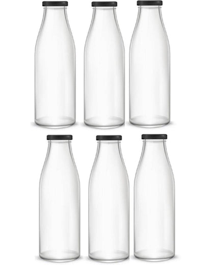 Premium Clear Glass Water and Milk Bottle for Serving and Storing Drinks | 1000 ML | 3 x 10 inches