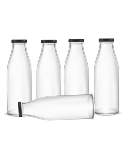 Premium Clear Glass Water and Milk Bottle for Serving and Storing Drinks | 1000 ML | 3 x 10 inches