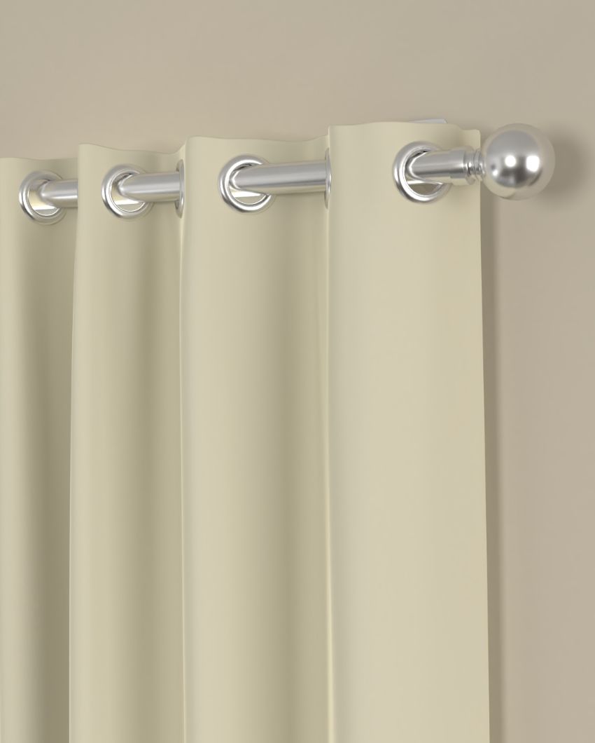 Solid Polyester Beige Curtains | Set Of 2 | Window, Door, Long Door | 5 Ft, 7 Ft, 9 Ft Window (5 Ft)