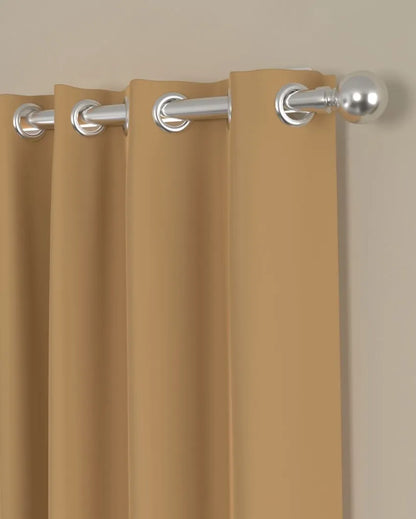 Solid Brown Polyester Curtains | Set Of 2 |Window, Door, Long Door | 5 Ft, 7 Ft, | 9 Ft Window (5 Ft)