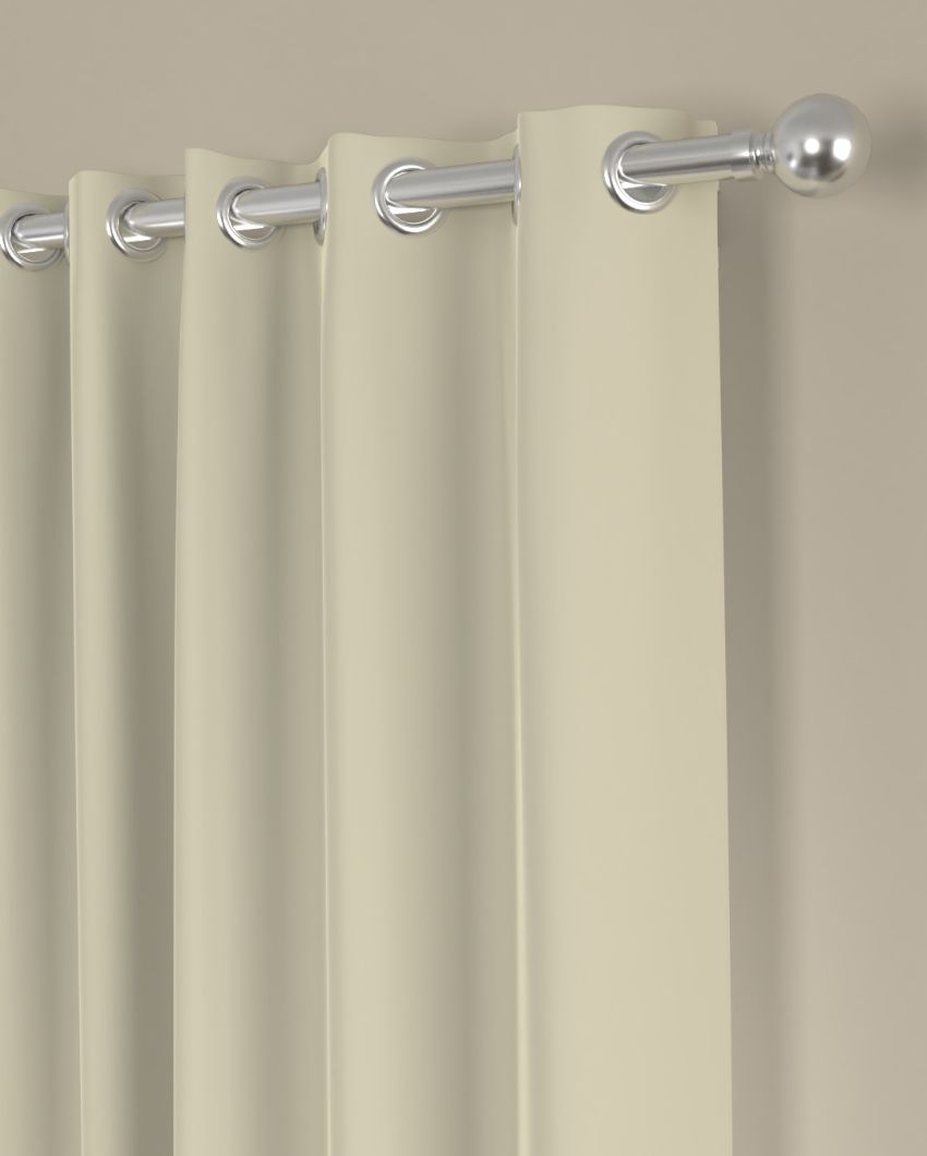 Solid Polyester Beige Curtains | Set Of 2 | Window, Door, Long Door | 5 Ft, 7 Ft, 9 Ft Long Door (9 Ft)