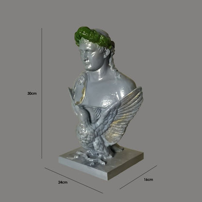 Iconic Grey Napoleon Bonaparte French General Bust Ceramic Showpiece | 6 x 9 x 12 inches