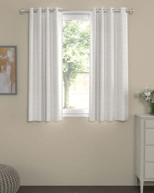 Solid White Polyester Curtains | Set Of 2 | Window, Door, Long Door | 5 Ft, 7 ft, 9 Ft Window (5 Ft)