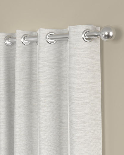 Solid White Polyester Curtains | Set Of 2 | Window, Door, Long Door | 5 Ft, 7 ft, 9 Ft Window (5 Ft)