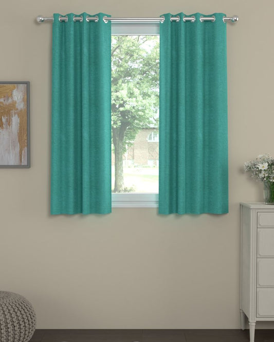 Solid Light Green Polyester Curtains | Set Of 2 | Window, Door, Long Door | 5 Ft, 7 ft, 9 Ft Window (5 Ft)