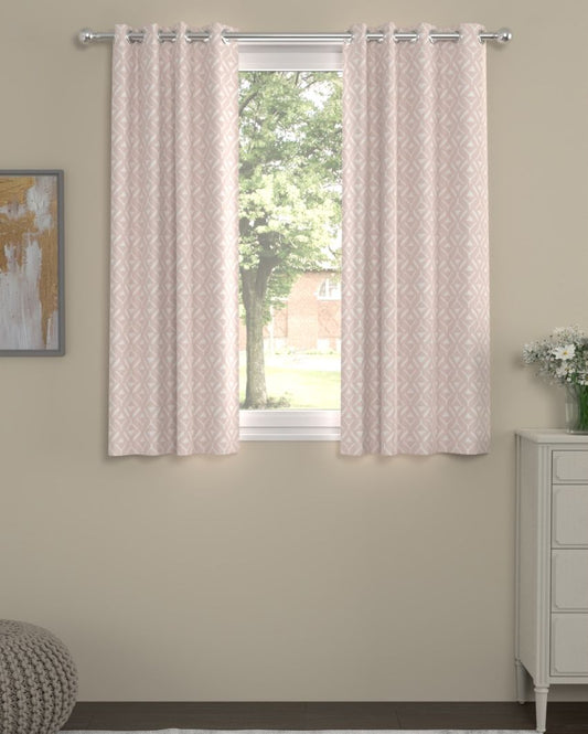 Blush Geometric Polyester Curtains | Set Of 2 | Window, Door, Long Door | 5ft, 7ft, 9ft 5ft