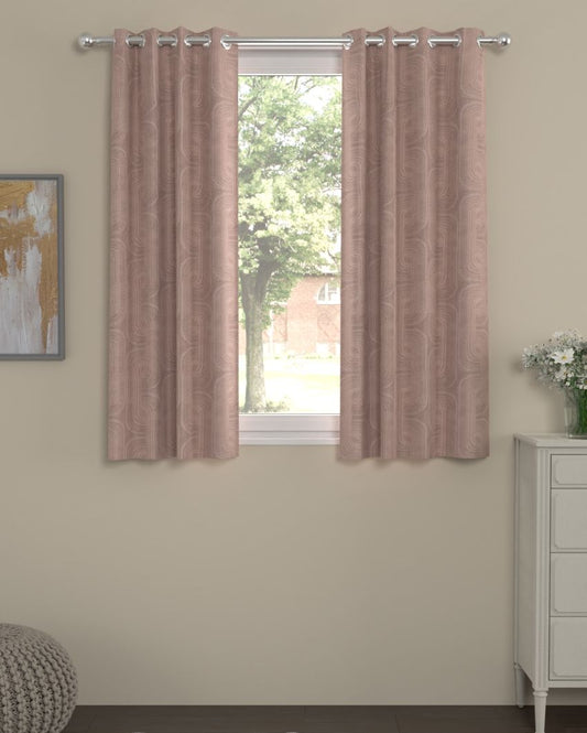Baby Pink Striped Polyserter Curtains | Set Of 2 | Window, Door, Long Door | 5 Ft, 7 ft, 9 Ft Window (5 Ft)