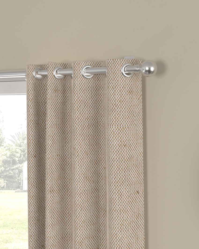 Beige Solid Regular Polycotton Curtains | Set of 2 | Window, Door, Long Door | 5 ft, 7 ft, 9 ft 5 Feet