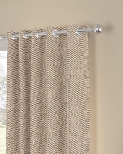 Beige Solid Regular Polycotton Curtains | Set of 2 | Window, Door, Long Door | 5 ft, 7 ft, 9 ft 7 Feet