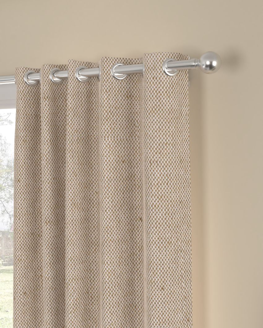 Beige Solid Regular Polycotton Curtains | Set of 2 | Window, Door, Long Door | 5 ft, 7 ft, 9 ft 9 Feet