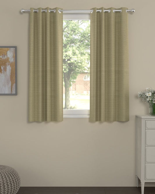 Beige Solid Regular Polyester Curtains | Set of 2 | Window, Door, Long Door | 5 ft, 7 ft, 9 ft 5 Feet