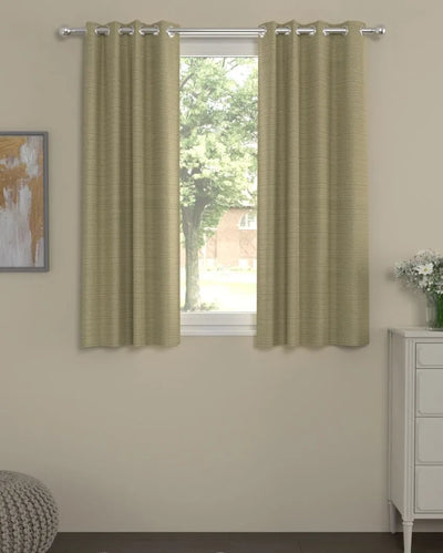 Beige Solid Regular Polyester Curtains | Set of 2 | Window, Door, Long Door | 5 ft, 7 ft, 9 ft 5 Feet