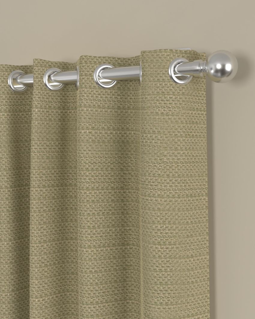 Beige Solid Regular Polyester Curtains | Set of 2 | Window, Door, Long Door | 5 ft, 7 ft, 9 ft 5 Feet