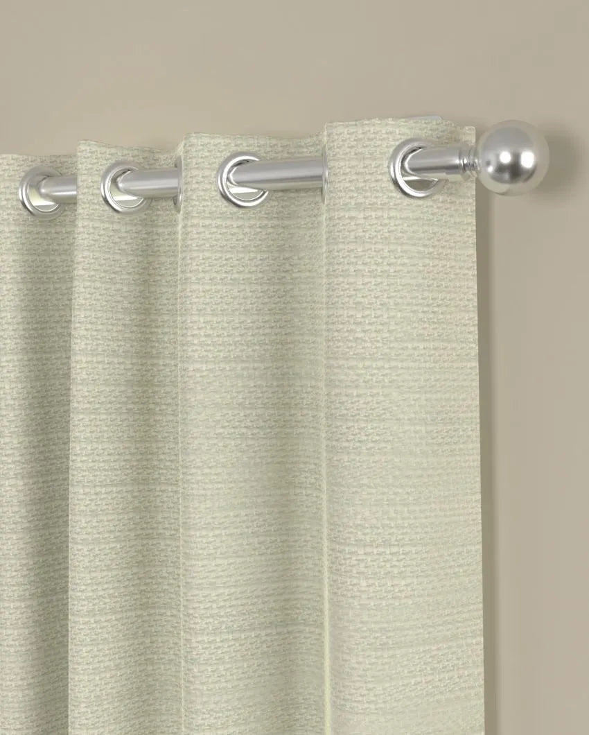 Cream Solid Regular Polyester Curtains | Set of 2 | Window, Door, Long Door | 5 ft, 7 ft, 9 ft 5 Feet