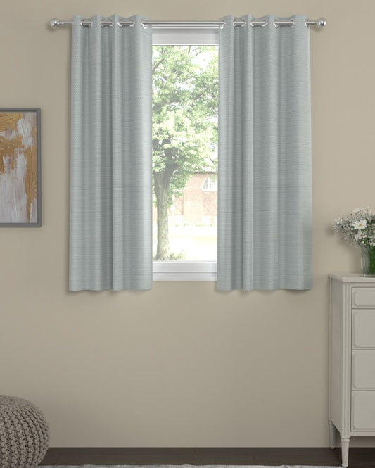 Light Grey Solid Regular Polyester Curtains | Set of 2 | Window, Door, Long Door | 5 ft, 7 ft, 9 ft 5 Feet