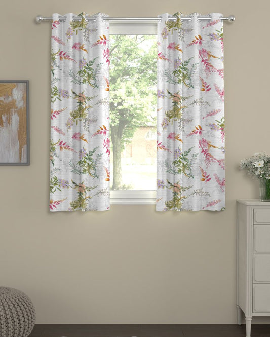 Multicolor Floral Regular Polyester Curtains | Set of 2 | Window, Door, Long Door | 5 ft, 7 ft, 9 ft 5 Feet