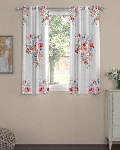 Multicolor Floral Regular Polyester Curtains | Set of 2 | Window, Door, Long Door | 5 ft, 7 ft, 9 ft 5 Feet