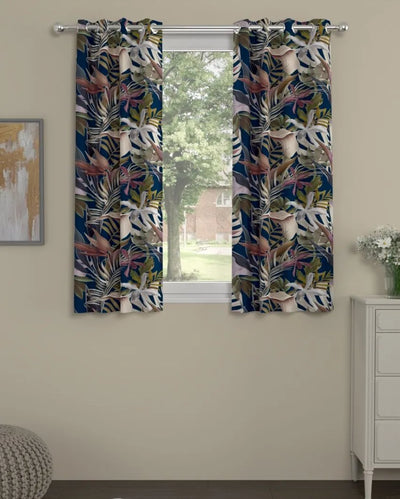 Floral Polyester Curtains | Set Of 2 | Window, Door, Long Door | 5ft, 7ft, 9ft 5ft