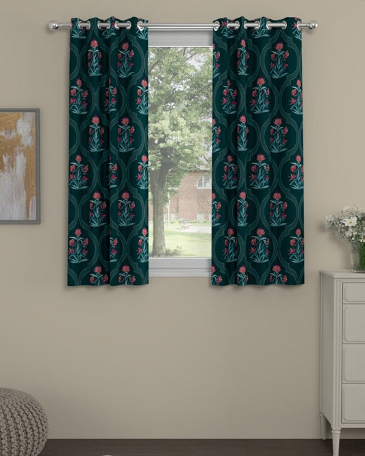 Ethnic Polyester Curtains | Set Of 2 | Window, Door, Long Door | 5ft, 7ft, 9ft 5ft