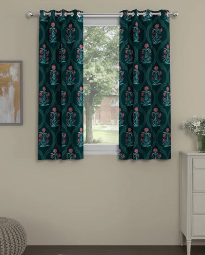 Ethnic Polyester Curtains | Set Of 2 | Window, Door, Long Door | 5ft, 7ft, 9ft 5ft