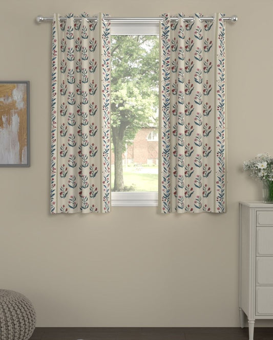 Semo Ethnic Polyester Curtains | Set Of 2 | Window, Door, Long Door | 5ft, 7ft, 9ft 5ft