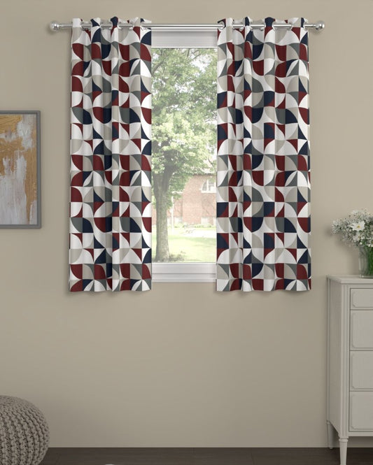 Fino Abstract Polyester Curtains | Set Of 2 | Window, Door, Long Door | 5ft, 7ft, 9ft 5ft