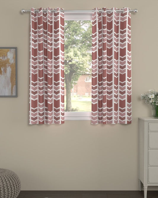 Geometric Polyester Curtains | Set Of 2 | Window, Door, Long Door | 5ft, 7ft, 9ft 5ft