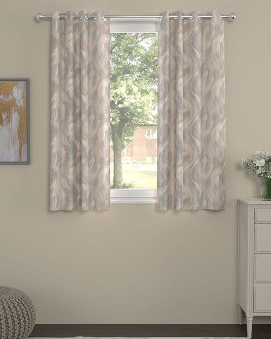 Beige Polyester Curtains | Set Of 2 | Window, Door, Long Door | 5ft, 7ft, 9ft 5ft