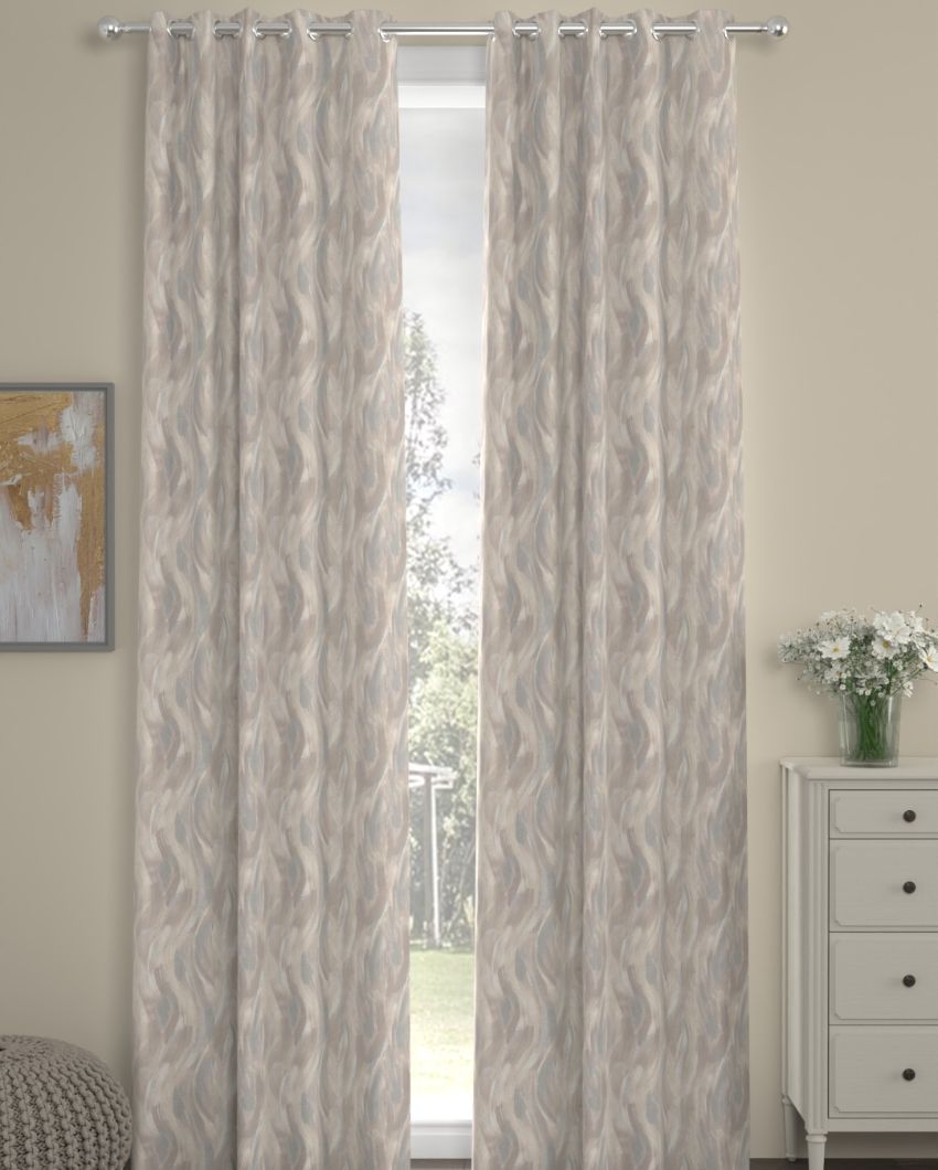 Beige Polyester Curtains | Set Of 2 | Window, Door, Long Door | 5ft, 7ft, 9ft 7ft