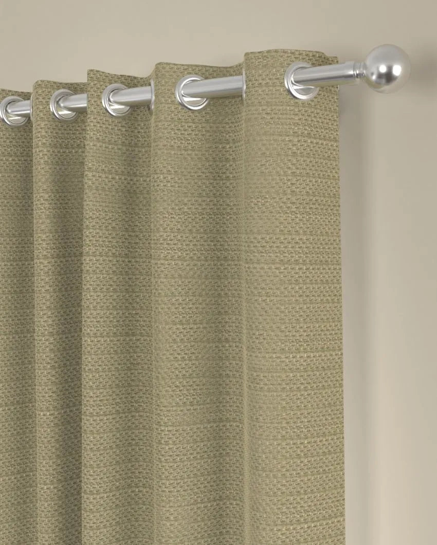 Beige Solid Regular Polyester Curtains | Set of 2 | Window, Door, Long Door | 5 ft, 7 ft, 9 ft 9 Feet